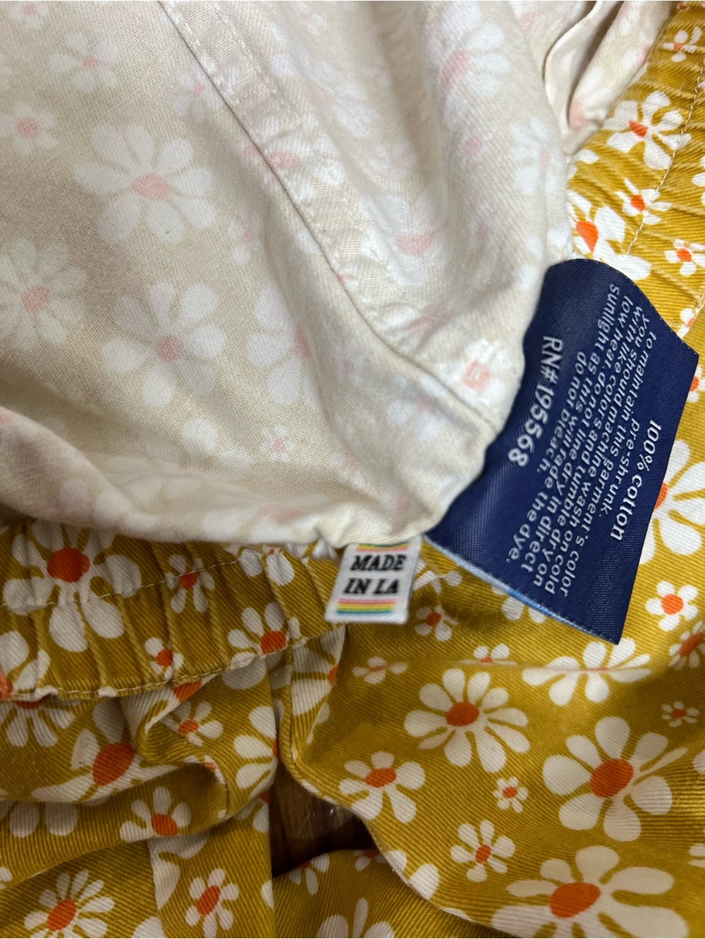BIG BUD PRESS Lazy Daisy Yellow White Boho Festival Work Pants 100% Cotton XL - Picture 9 of 13